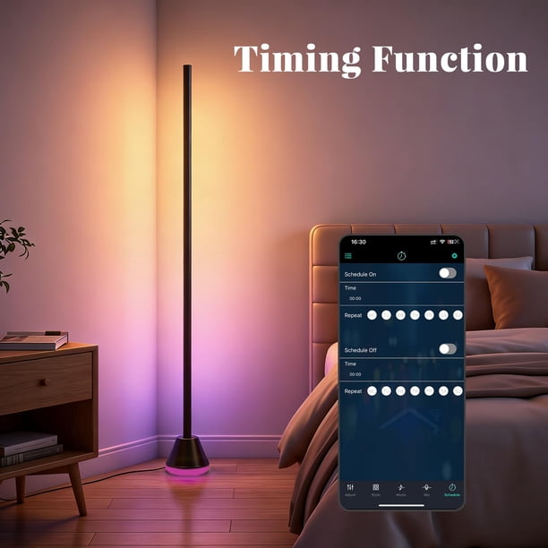 Lámpara de piso de esquina inteligente RGB LED WUTGHUI de 16