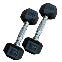 Linea Sport - Par De Mancuernas 3Kg C/U Total 6Kg Hexagonales De Caucho