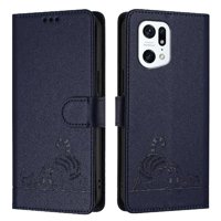 Funda Tipo Cartera Foxdock Para Oppo Find X5 Con Soporte, Ranuras, Rfid, Diseño De Gato
