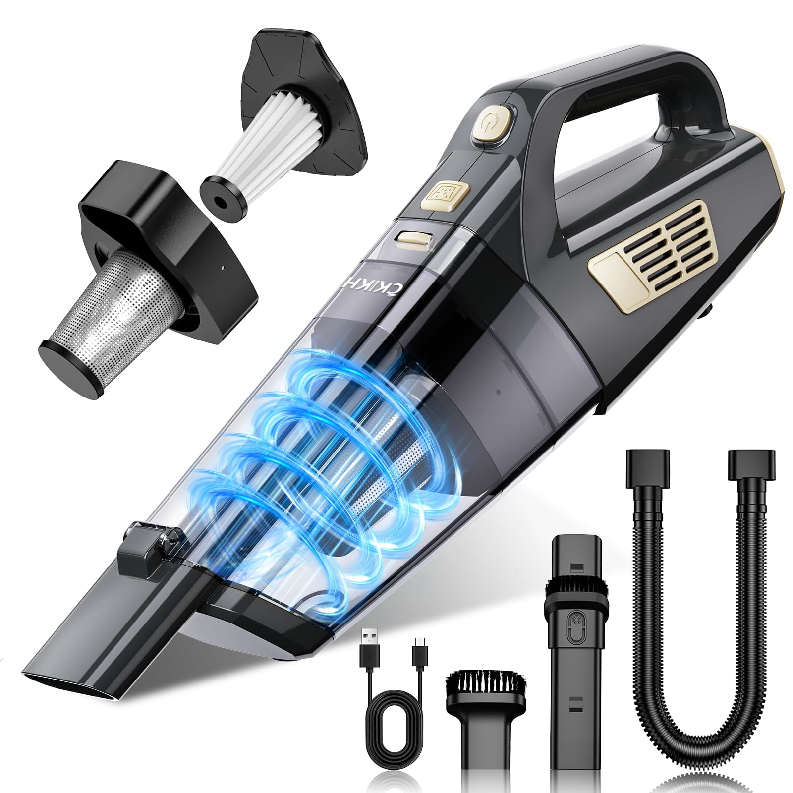 Aspirador De Mano Ckikh Inalámbrico 15000pa Con Fuerte Succión