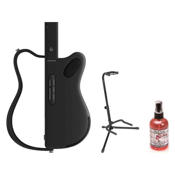 Guitarra sin cuerdas LAVA GENIE negra con funda, soporte y desinfectante