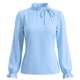 thumbnail image 4 of INSPIRE CHIC Blusa de Primavera para Mujer de Manga Larga con Volantes y Lazo en el Cuello para Oficina y Trabajo Formal L Azul Cielo, 4 of 5