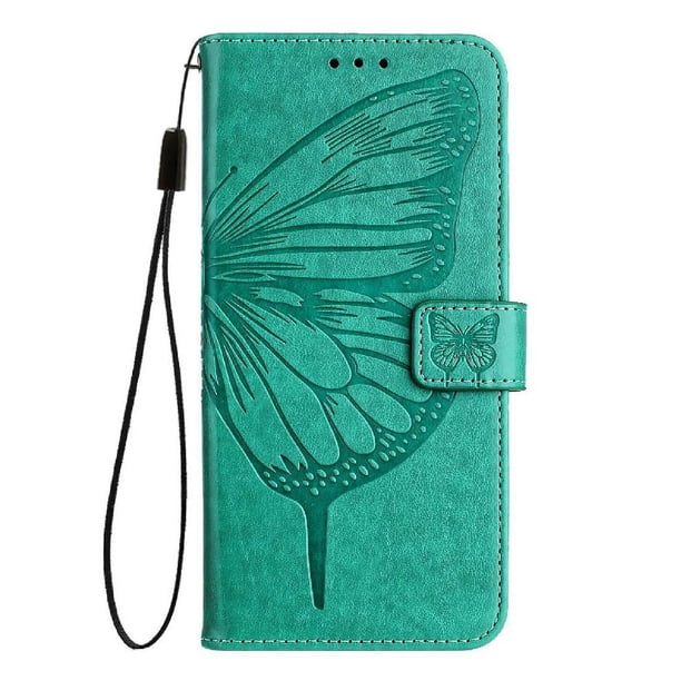Funda cartera mariposa para Samsung Galaxy A13 4G/5G con soporte y ranuras para tarjetas Verde