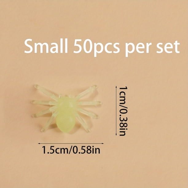 50pcs Glow-in-the-Dark Halloween Spiders - Festive Plastic Toys for DIY Simulation Animals and Dark Night Decoration