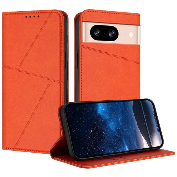 Funda Cartera Magnética para Google Pixel 8 Protección Antichoque con Ranuras Naranja