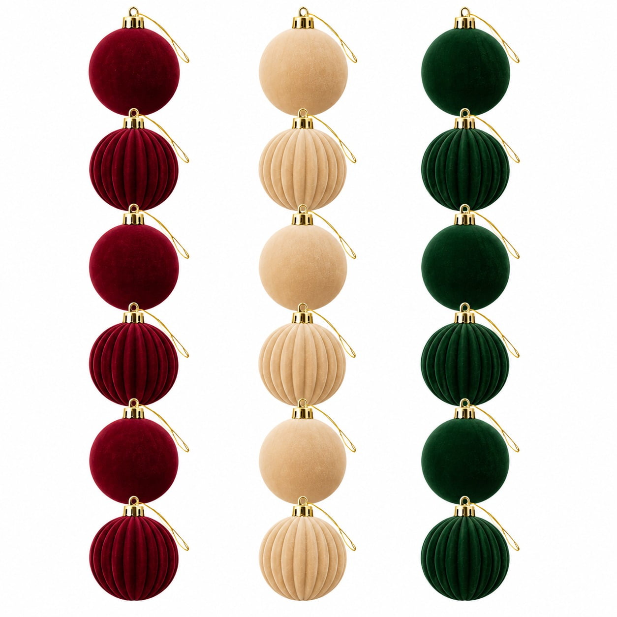 Genérico - Pack X18 Esferas Navideñas Bambalinas De Terciopelo Adornos Árbol Navidad