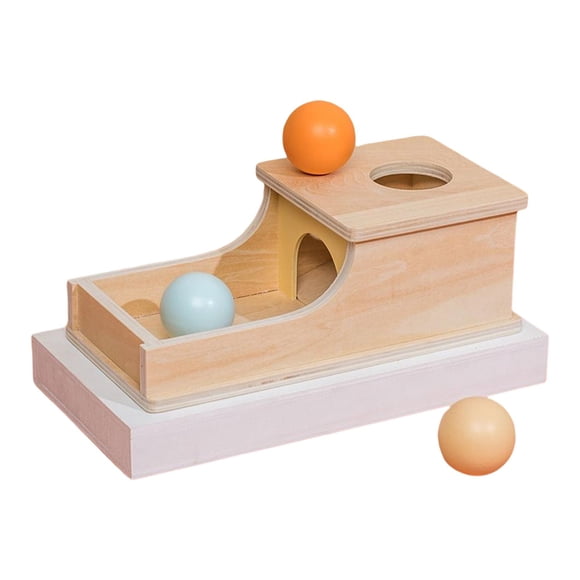 Juguete Educativo Temprano De La Caja De La Bola De Madera Con La Bandeja Tres Bolas Para El Niño Pequeño