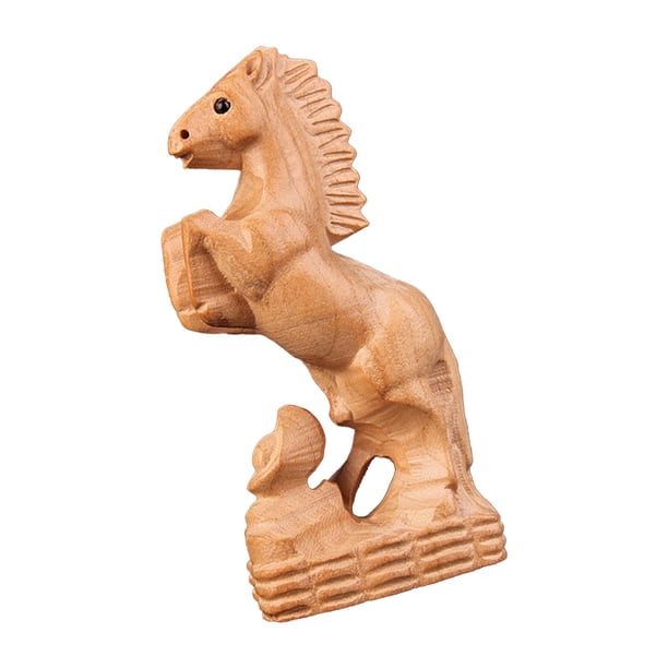 Estatua de Caballo de Madera Tallada a Mano, Escultura de Caballo de Madera, Artesanías Hechas a Mano, Estatuilla de Caballo de Escritorio para Decora Estilo A