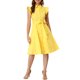 thumbnail image 5 of INSPIRE CHIC Vestido Camisero para Mujer Regreso a Clases Mangas Cortas Cuello en Punta Cinturón Botones Vestido Medio Amarillo M, 5 of 7
