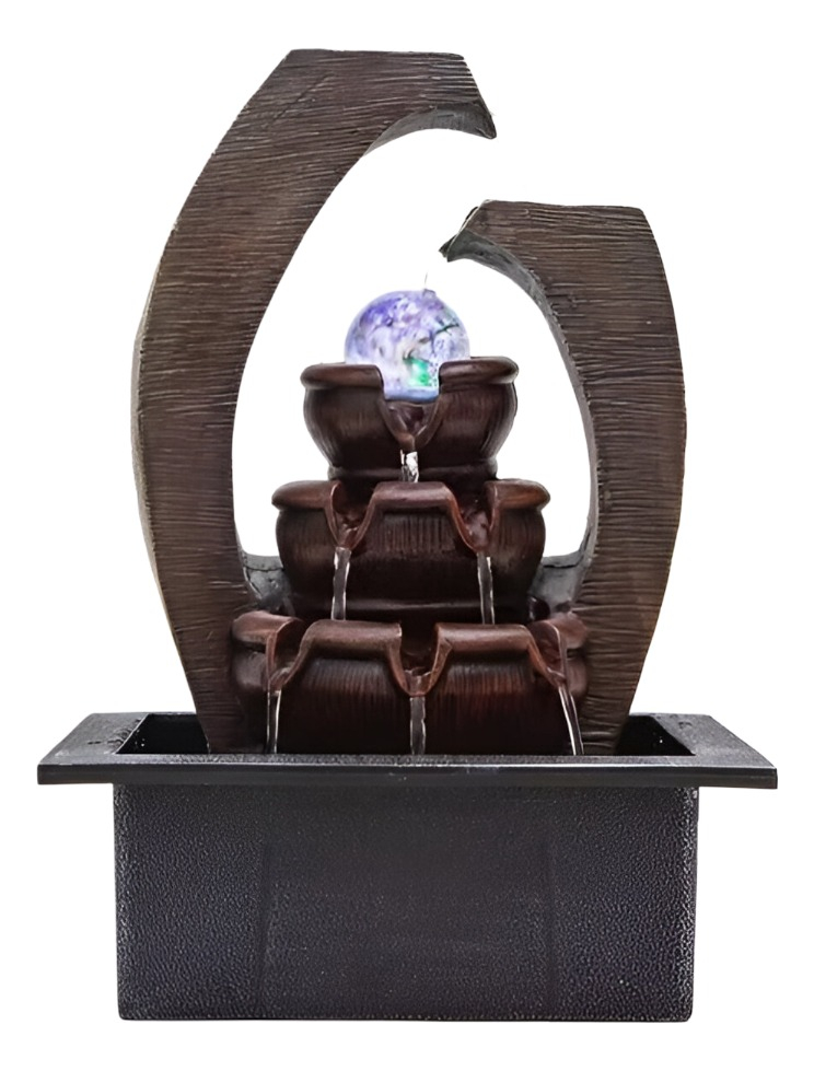 Genérico - Fuente Agua Diseño Medieval Decorativo Con Luz Y Esfera Jhn