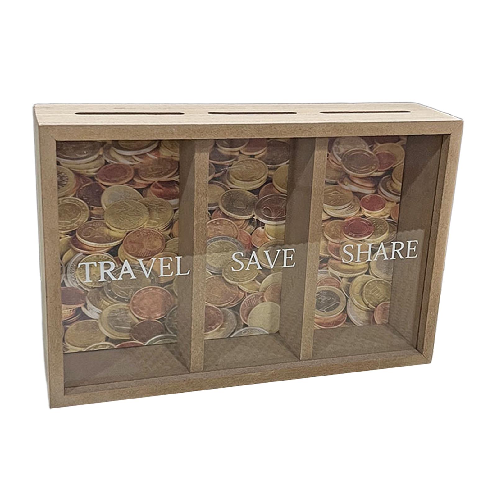 Magideal - Alcancía De Madera, Colección De Alcancías, Decoración Para Colgar En La Pared, Tarro De Ahorro Para La Vida Tres Cuadrículas