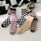thumbnail image 1 of Lote de 5 pares de calcetines gruesos de lana para mujer, con diseño de cuadros geométricos, de algodón, estilo hip hop, unisex., 1 of 6