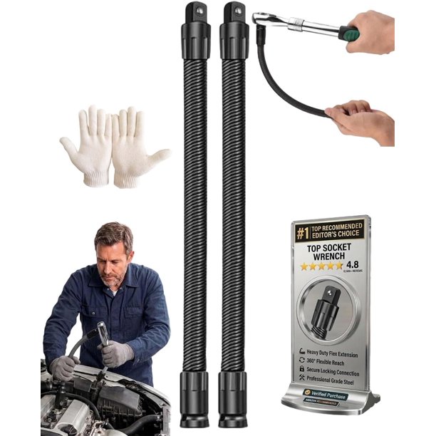 Eje flexible 1/2" 360° acero resorte largo alcance barra plegable enchufes