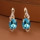 thumbnail image 1 of 18K Gold Plated Blue Sapphire Stud Earrings - Trendy Women's Anniversary Jewelry with Oval Cut White Blue Red Pink Stones, 1 of 5
