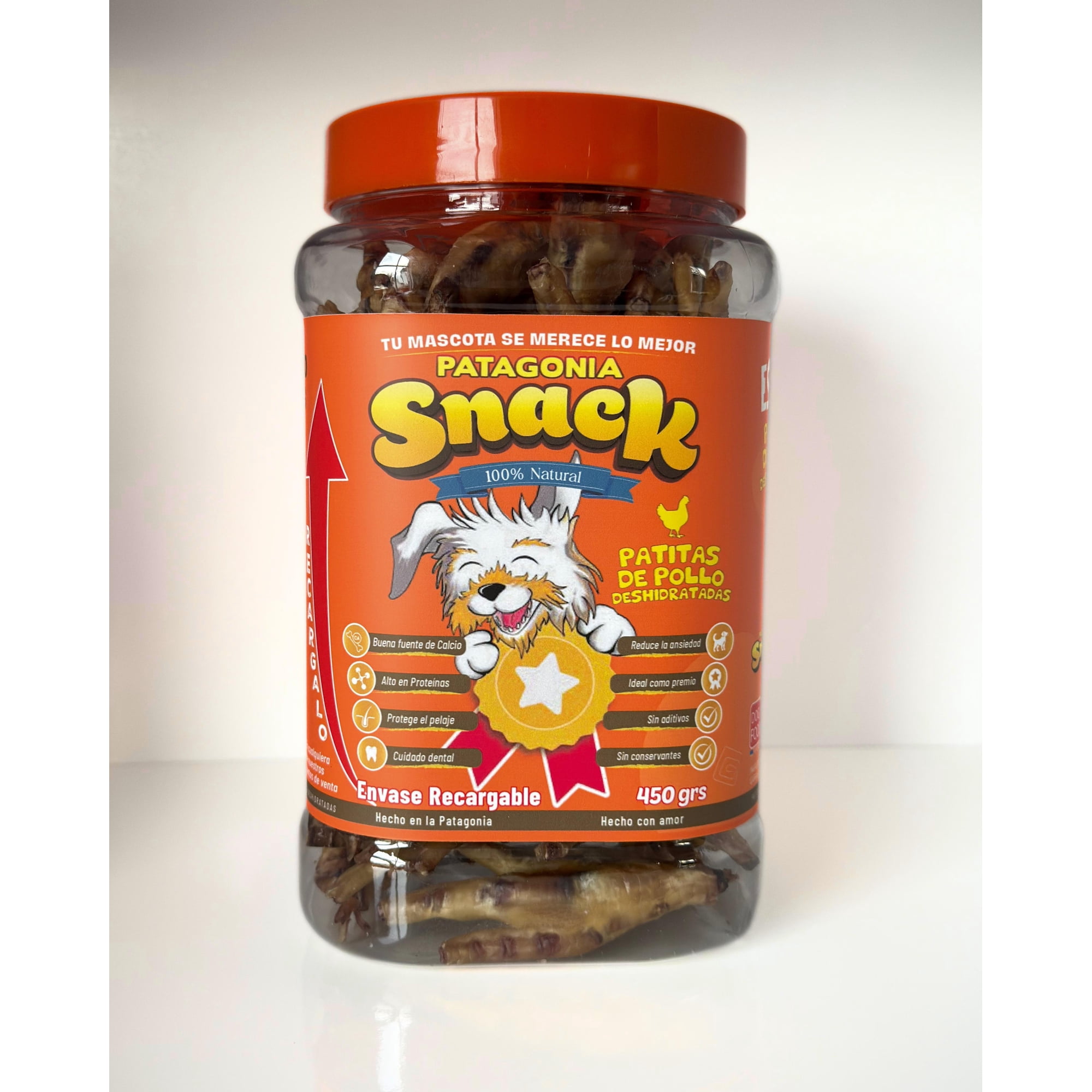 Frasco patitas de pollo recargable 450 grs
