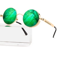 Gafas De Sol Aieyezo Steampunk Con Montura Redonda De Metal 100% Uv400