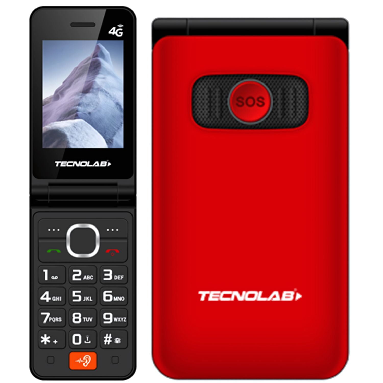 Tecnolab - Teléfono Senior 4g Doble Pantalla, Cámara Y Sos Rojo - Ps