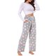 thumbnail image 2 of INSPIRE CHIC Pantalones de pijama peludos para mujer, pantalones de salón de felpa suave con patrón de estrellas y cintura elástica, talla extra grande, rosa gris, 2 of 6