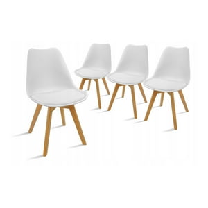 Klik Muebles - Pack De 4 Sillas Tulip Acolchadas Blancas