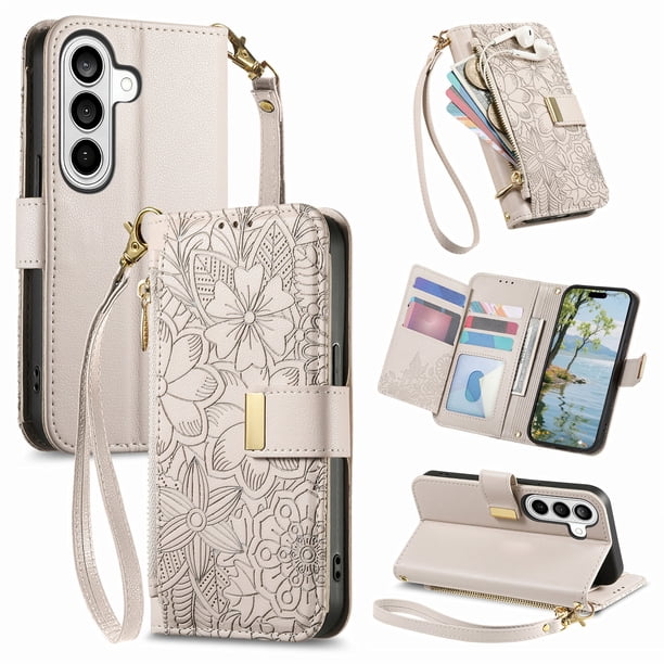 Funda FOXDOCK cartera de piel sintética para FOXDOCK Samsung Galaxy S26 Pro – Resistente a golpes, RFID – Blanco