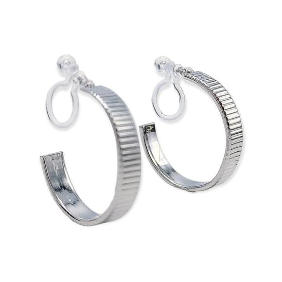 Aros Sin Perforación Argolla Hoop relieve líneas Clip Invisible