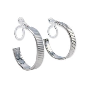 Elbauldejuma - Aros Sin Perforación Argolla Hoop Relieve Líneas Clip Invisible