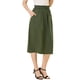 thumbnail image 4 of INSPIRE CHIC Falda de Algodón para Mujer Vuelta al Colegio Cintura Elástica Casual Campesina Línea A Midi con Bolsillos Verde Militar XS, 4 of 7