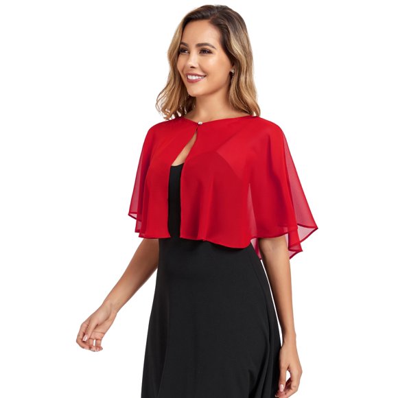 Capa corta TONGFANTFL de chiffon rojo para mujer