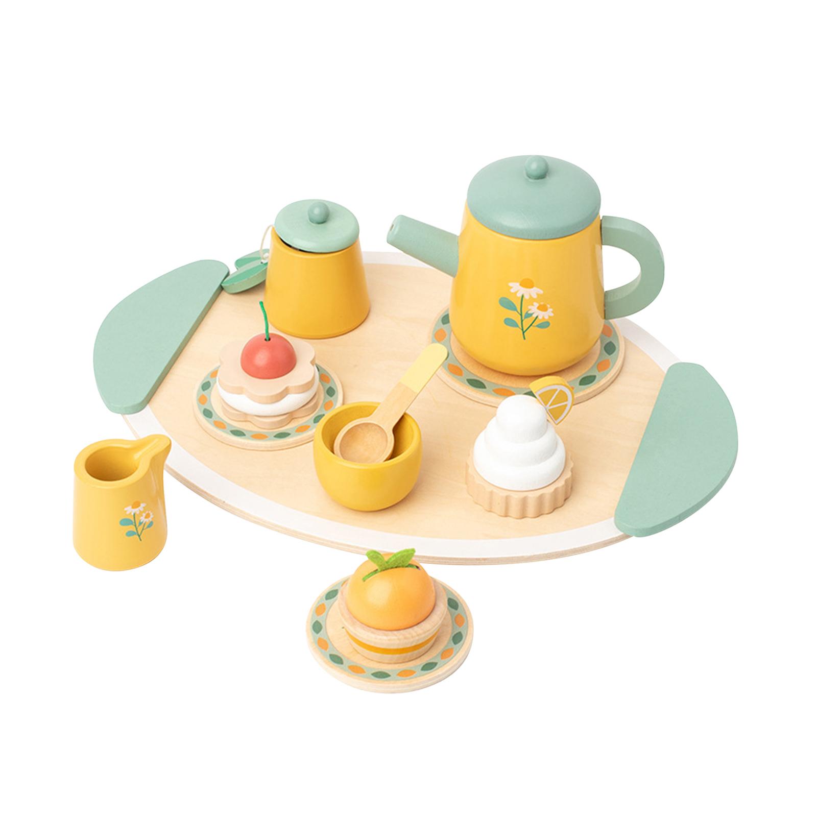 Bothyi - Juego De Té De Madera Juguetes Playset Casa De Muñecas Accesorios Pastel Juguetes Para Niñas Pequeñas