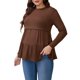thumbnail image 4 of INSPIRE CHIC Camiseta de lactancia para mujer con volantes y pliegues, manga larga, túnica de rayón, camisa de lactancia posparto, ropa de embarazo, 2XL marrón, 4 of 6