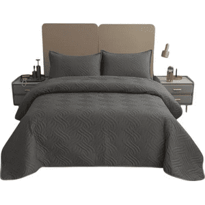 Genérico - Cubrecama Verano King Gris Oscuro + Fundas