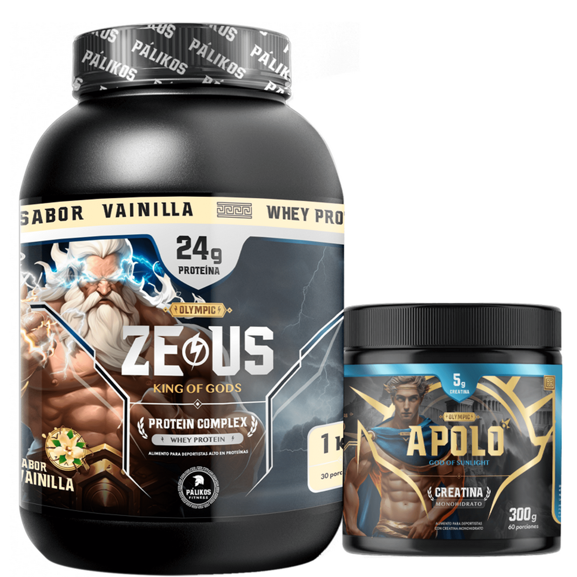 Palikos Fitness - Proteína Zeus Complex 1kg Vainilla + Creatina Apolo 300g