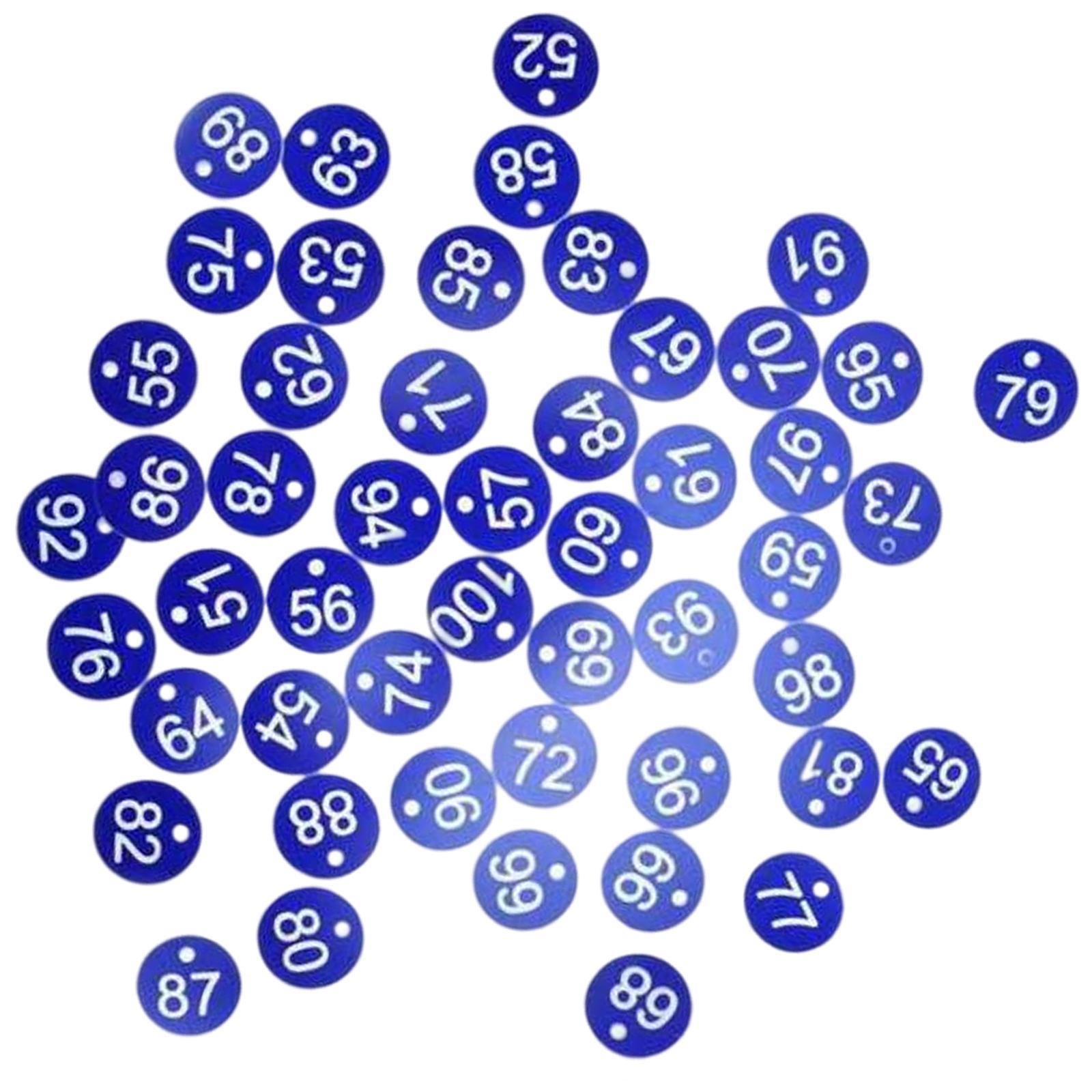 Ioensy - 100X Número De Etiqueta Portátil 1-100 Para Llaves De Dormitorio De Almacén De Hotel Azul + Palabra Blanca