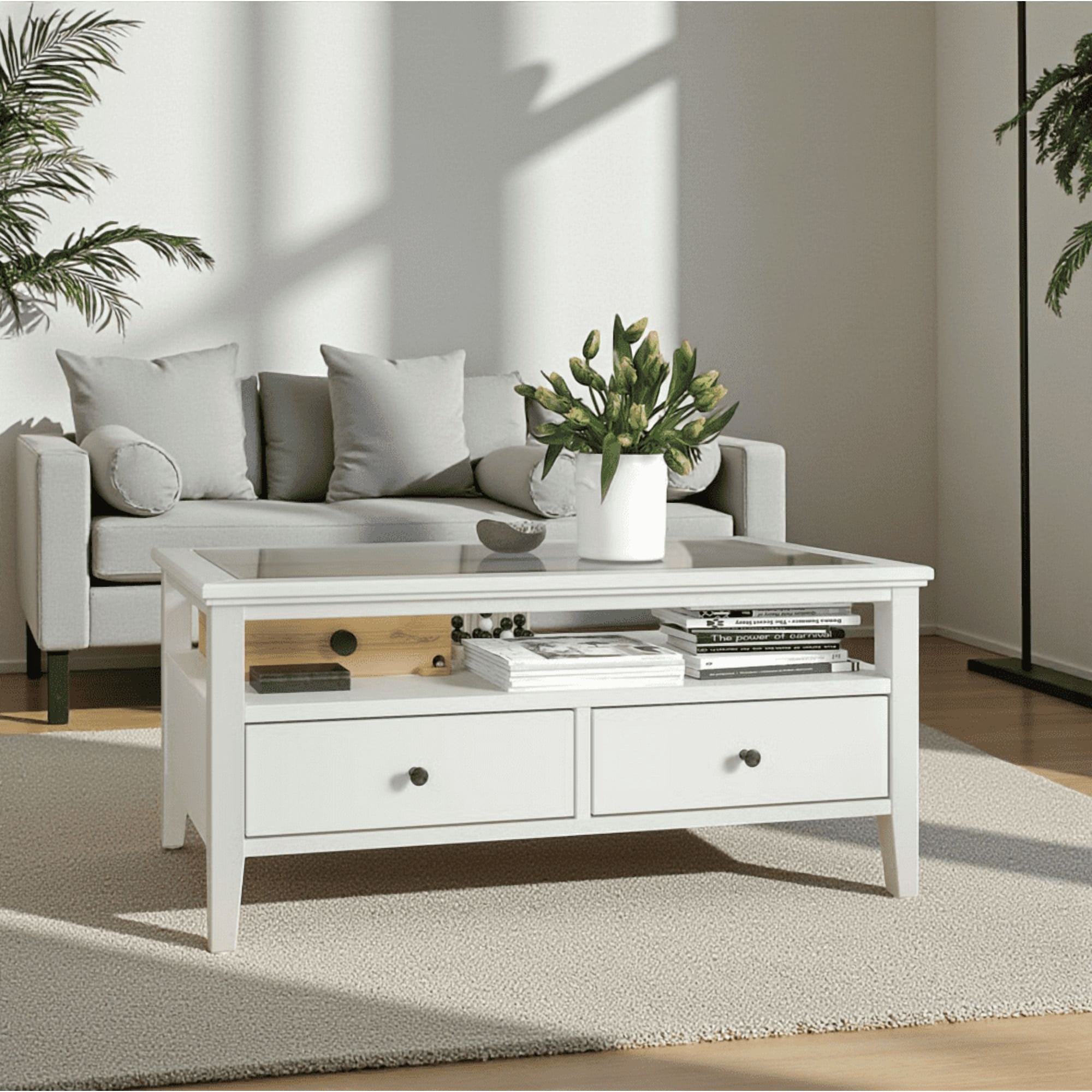 Arca Muebles - Mesa De Centro Brisa Nórdica 70x90x45 Color Blanco Cubierta Natural