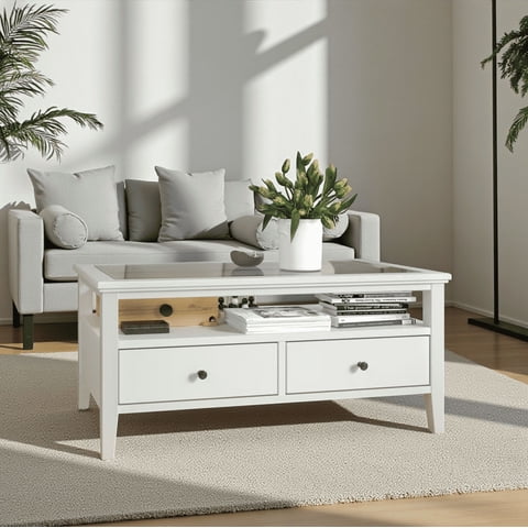 Arca Muebles - Mesa De Centro Brisa Nórdica 70X90X45 Color Blanco Cubierta Natural