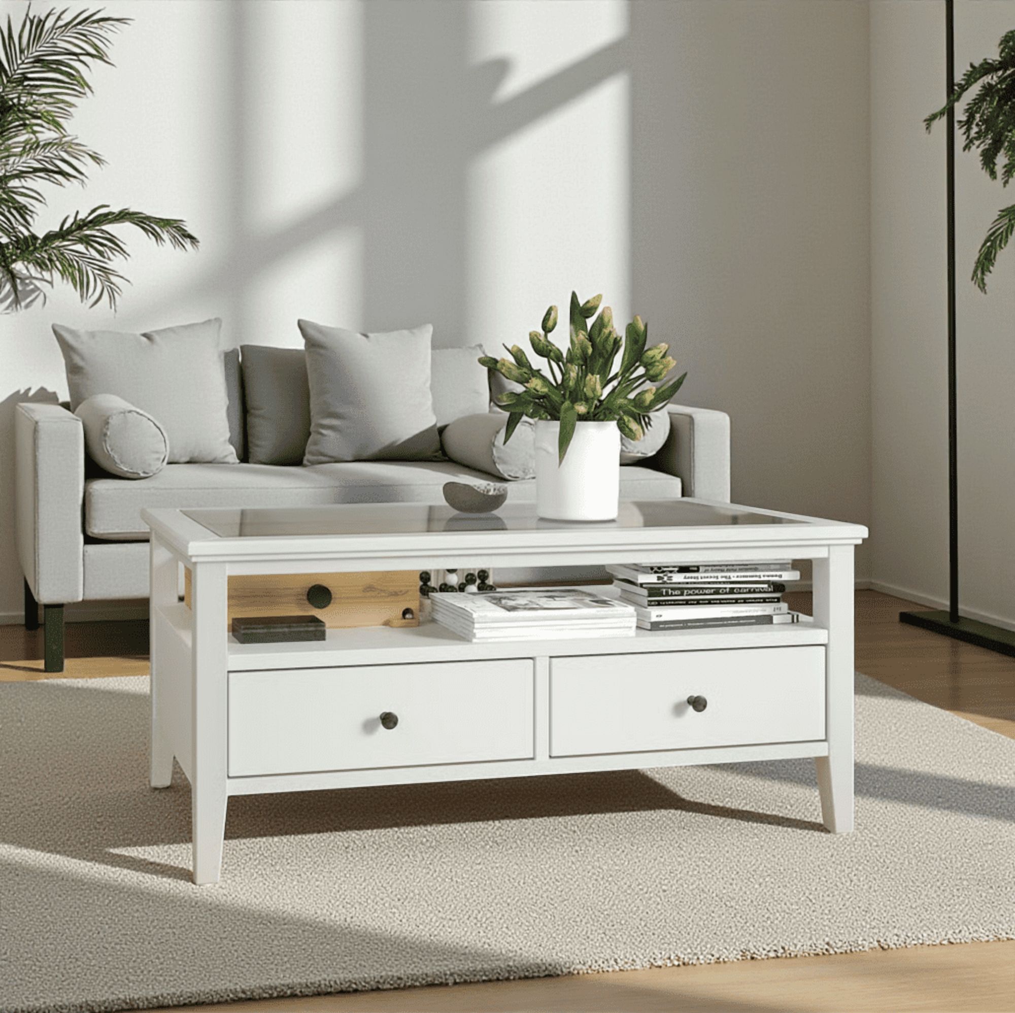 Arca Muebles - Mesa De Centro Brisa Nórdica 70X90X45 Color Blanco Cubierta Natural