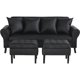 thumbnail image 1 of Sofá Lua 3C + 2 Poufs Pu Negro, 1 of 4