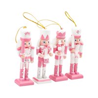 Bothyi - 4 Piezas Figura De Soldado Cascanueces Adorno De Muñeca Para Festival Oficina Fiesta Rosa