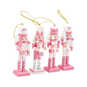 Bothyi - 4 Piezas Figura De Soldado Cascanueces Adorno De Muñeca Para Festival Oficina Fiesta Rosa