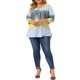 thumbnail image 4 of Agnes Orinda Mujeres Tallas Grandes Tops de Escuela Colegio Tie Dye Rayas Cuello en V Mangas 3/4 Túnica Blusas Casuales 3X Gris Amarillo, 4 of 8