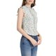 thumbnail image 4 of INSPIRE CHIC Blusa sin mangas para mujer con volantes, oficina de negocios, vintage floral de los años 50, XL Blanco-Floral, 4 of 6