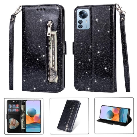 Funda Para Foxdock Elegante Funda Xiaomi 12T Pro/Xiaomi 12T Glitter Con Cremallera-Ideal Para El Uso Diario