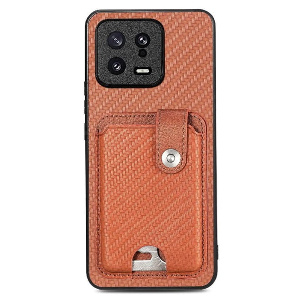 Funda Billetera Tejida para Xiaomi 13 con Soporte y Tarjetero Marrón
