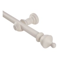 Metalhsa - Set Barra Para Cortina Simple 25 Mm De Madera 1.50 Mt Color Marfil Terminal King
