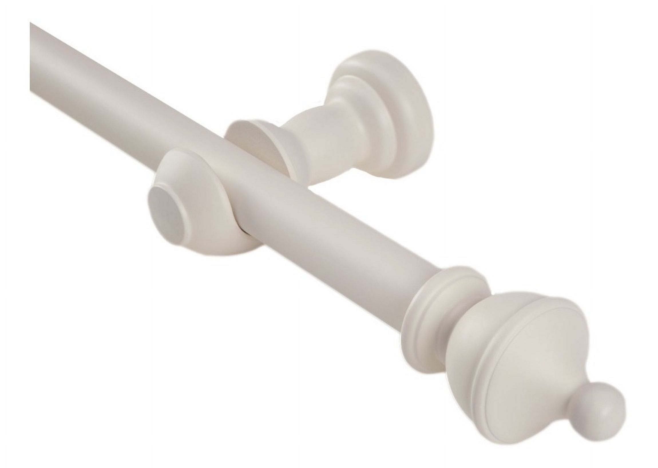 Metalhsa - Set Barra Para Cortina Simple 25 Mm De Madera 1.50 Mt Color Marfil Terminal King