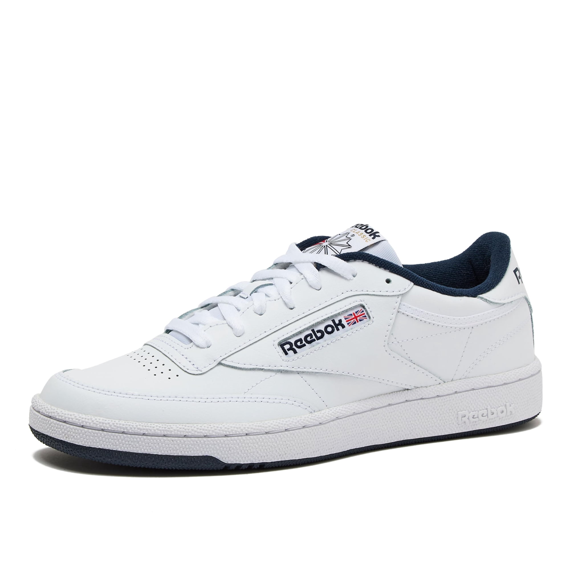 Zapato Reebok Club C 85 Para Hombre Con Parte Superior De Piel Blanca/azul Marino