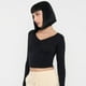 thumbnail image 3 of Polera Mujer Manga Larga Negro Cuello V Corona, 3 of 5