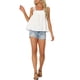 thumbnail image 2 of INSPIRE CHIC Camiseta sin mangas para mujer de regreso a clases con panel de encaje y cuello cuadrado, top fluido blanco talla L, 2 of 6