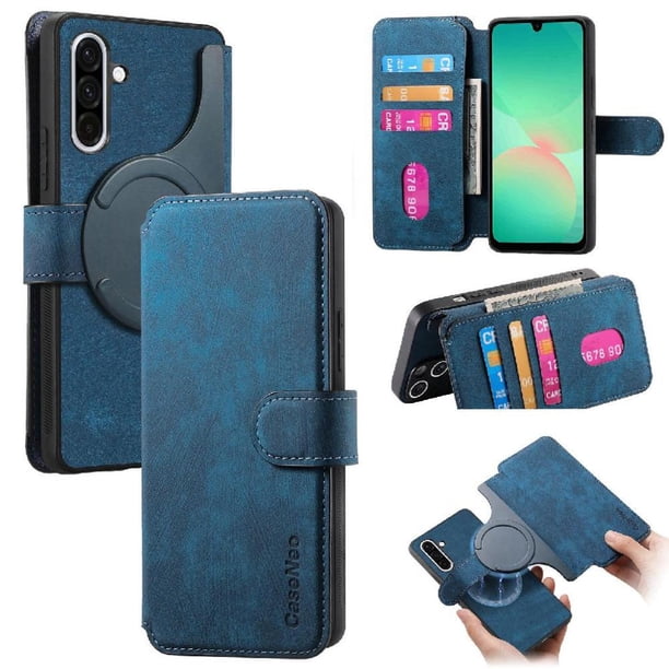 Funda Billetera Magnética para Samsung Galaxy A26 Soporte Tarjetas Desmontable Azul