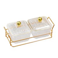 Bothyi - Platos De Servicio Divididos Plato De Frutos Secos Bandeja De Frutos Secos Para Aperitivos 2 Rejillas Transparente